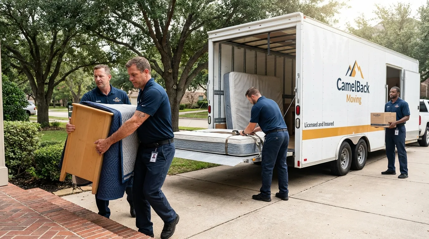 Crew loading residential truck for cross-state move from Louisville, GA