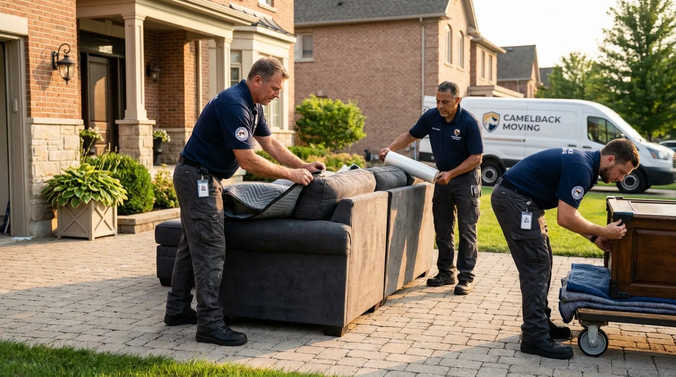 Large estate moving crew wrapping furniture in Louisville, GA