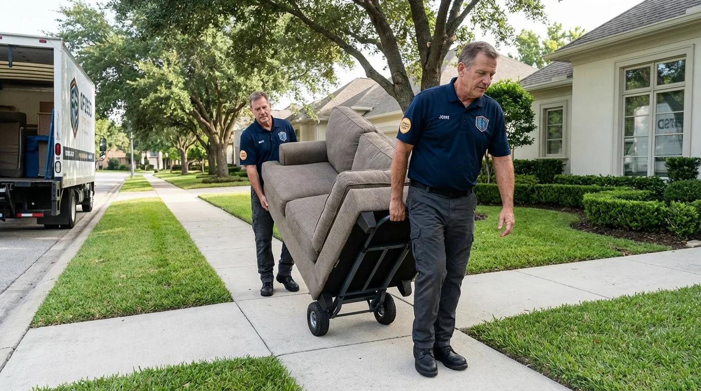 Local residential moving crew loading furniture in Louisville, GA